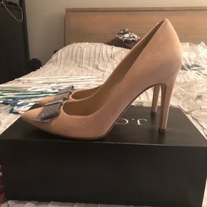 Nude suede JCrew brown pumps